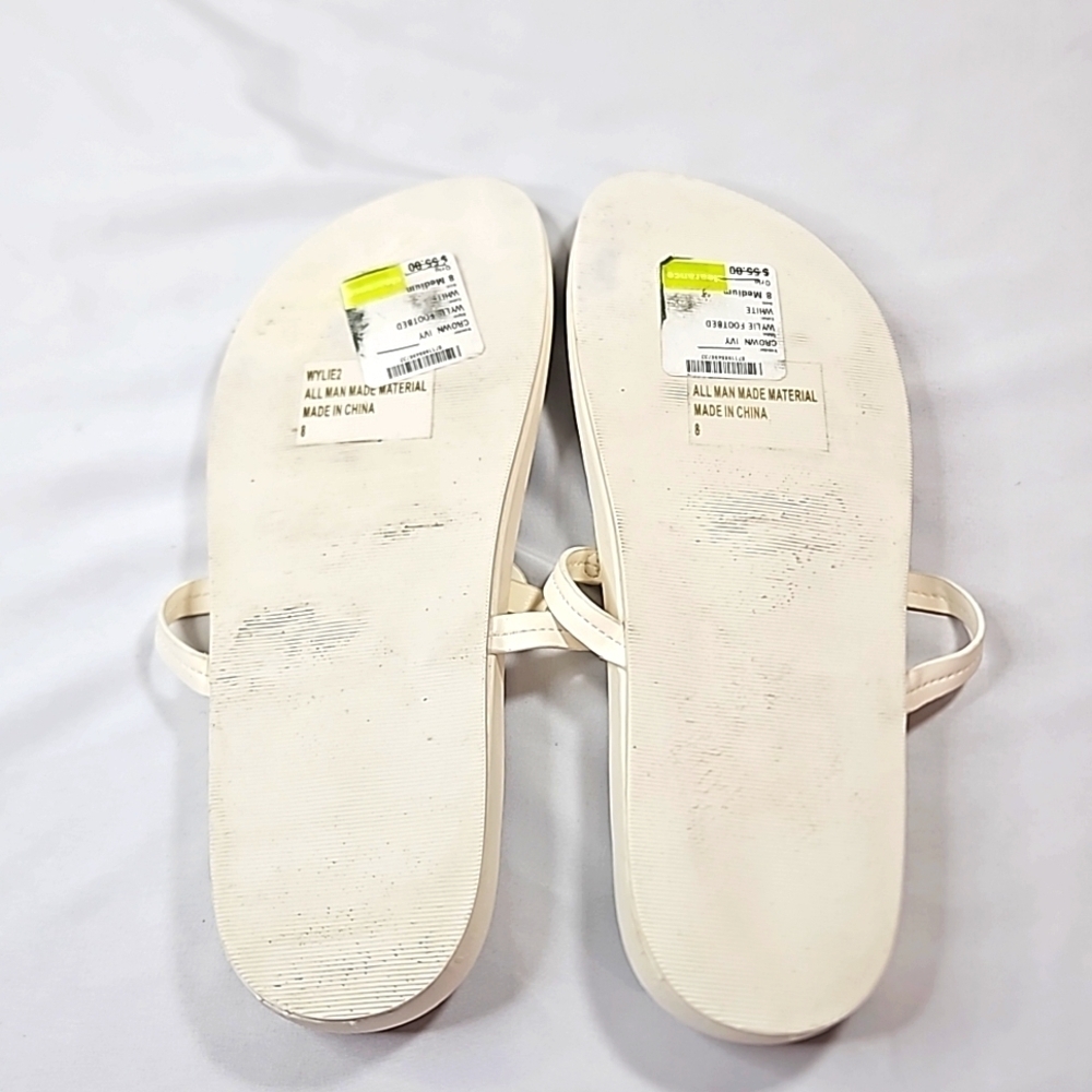 crown & ivy white wylie footbed sandals Sz 8 - Picture 5 of 8